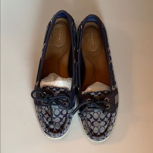 Blue & White Rochelle COACH Deck Shoes